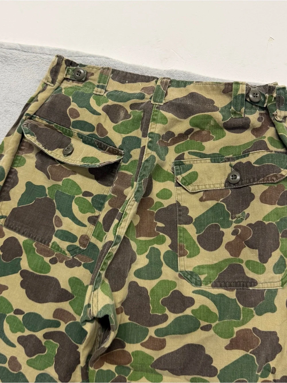 Vintage 60s 70s Duck Hunter Camo Pants Ideal Zip Frogskin Hunting 33x29